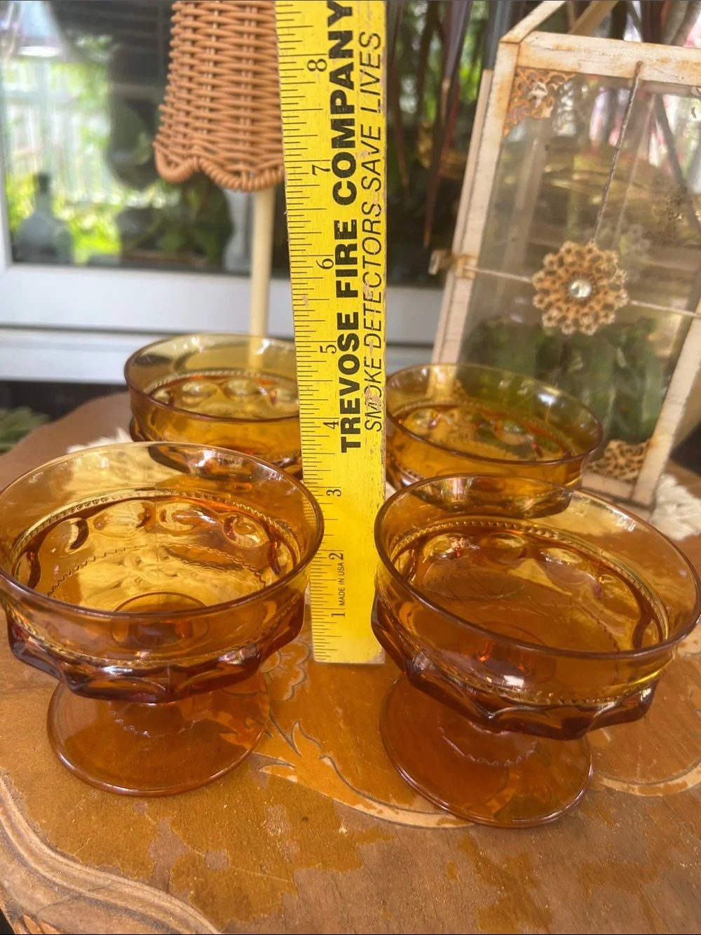 Amber Thumbprint Footed Dessert Glasses
